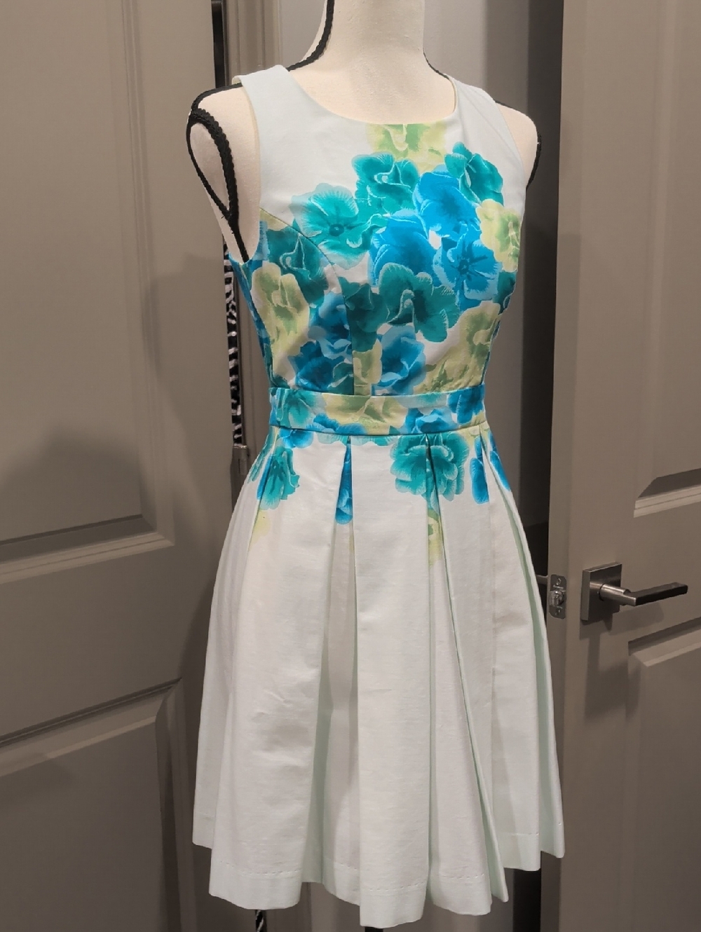 Max and Cleo White Dress with Blue & Aqua Floral Print